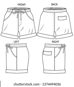 Short Pants Flat Sketch Template Stock Vector (Royalty Free) 1657513057
