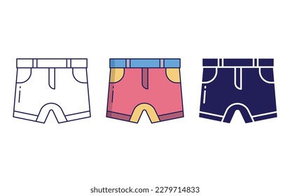 Shorts line and solid vector icons
