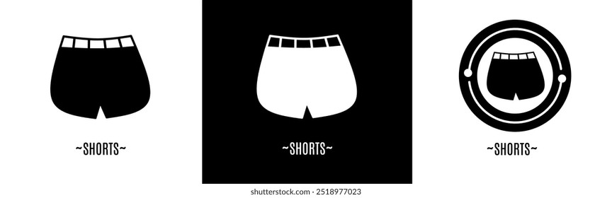 Shorts logo set. Collection of black and white logos. Stock vector.
