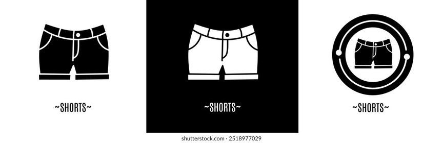 Shorts logo set. Collection of black and white logos. Stock vector.