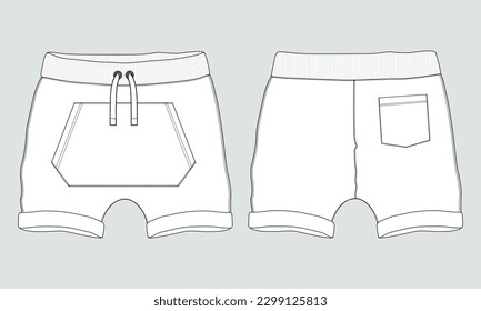 Pantalón plano de dibujo de dibujos de dibujos de dibujos de tipo corto para niños de corta edad.