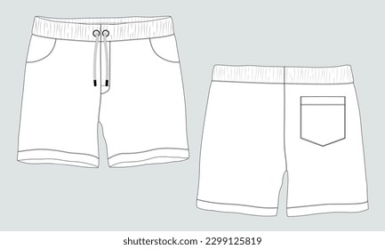 Pantalón plano de dibujo de dibujos de dibujos de dibujos de tipo corto para niños de corta edad.