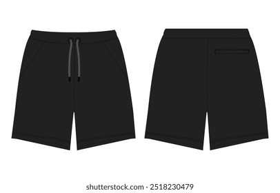 Shorts pant vector illustration black color template front and back views