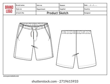 Shorts pant vector illustration template front and back	