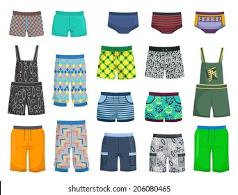 Shorts and panties for little boys for a walk or beach isolated on white background