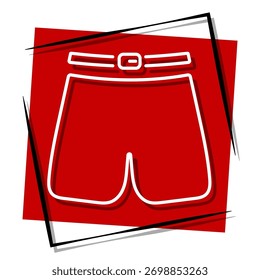 shorts, red banner in a frame. Vector illustration on a white background.