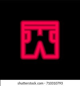 Shorts red glowing neon ui ux icon. Glowing sign logo vector