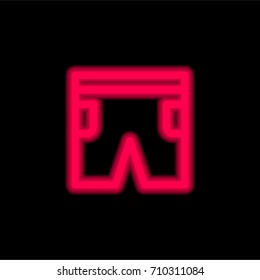 Shorts red glowing neon ui ux icon. Glowing sign logo vector