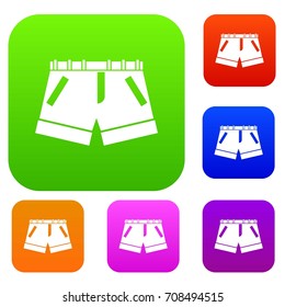Shorts set icon in different colors isolated vector illustration. Premium collection