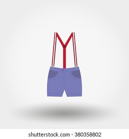 Shorts with suspenders. Icon for web and mobile application. Vector illustration on a white background. Flat design style.