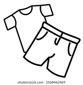 shorts and t-shirt icon, simple flat style, vector illustration symbol sign logo template pictogram, for ui or ux isolated on white for mobile app, editable	