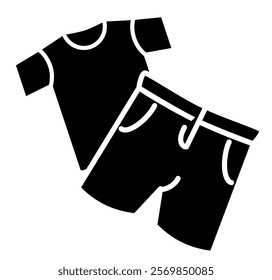 shorts and t-shirt icon, simple flat style, vector illustration symbol sign logo template pictogram, for ui or ux isolated on white for mobile app, editable	