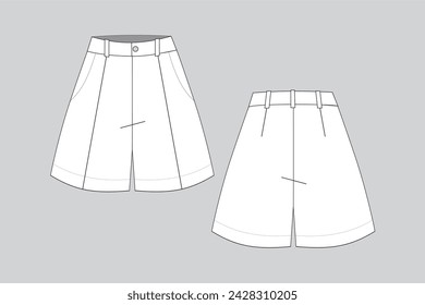 shorts vector, shorts drawing, woman shorts, fashion illustration, tailored shorts