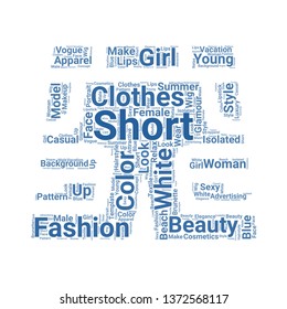 shorts word cloud. tag cloud about shorts