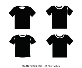 Short-sleeve black T-shirt overall technical fashion flat sketch vector illustration template