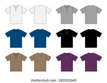 Short-sleeve shirt (Henry neck) template vector illustration