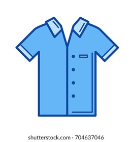 Short-sleeve shirt vector line icon isolated on white background. Short-sleeve shirt line icon for infographic, website or app. Blue icon designed on a grid system.