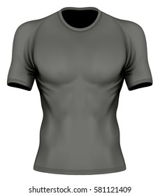 Kurzärmeliges T-Shirt mit rundem Hals. Vektorgrafik. Vollständig bearbeitbares handgefertigtes Mesh.