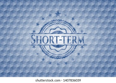 Short-term blue badge with geometric pattern background. Vector Illustration. Detailed.