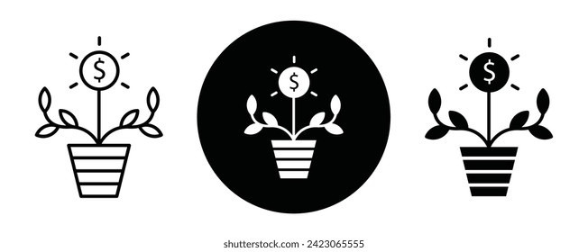 Short-term capital appreciation outline icon collection or set. Short-term capital appreciation Thin vector line art