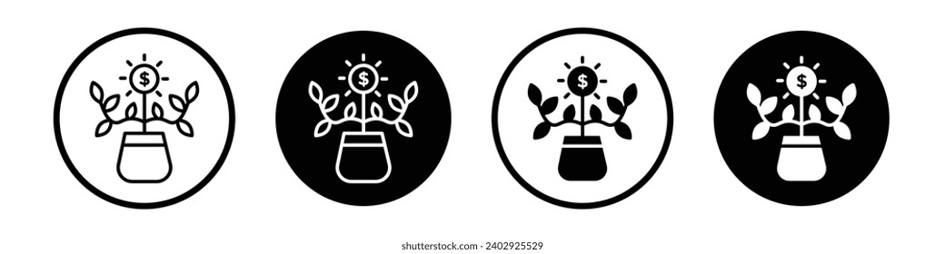 Icono de vector de apreciación de capital a corto plazo, con un estilo relleno y delineado en negro.