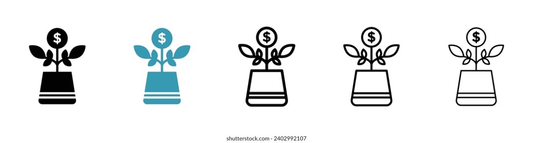 Icono de vector de valoración de capital a corto plazo para diseños de interfaz de usuario.
