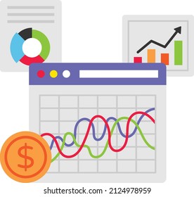 short-term financial instruments Concept, Historical Data Vector Icon Design, Business Finance Symbol, Treasury and Capital Budget Sign, Financial Planning, Analysis and Control stock illustration