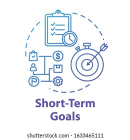 Short-term Goals Concept Icon. Track Progress. Making Investment. Project Check. Tracking Performance. Productive Management Idea Thin Line Illustration. Vector Isolated Outline RGB Color Drawing