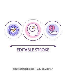 Short-term memory in learning loop concept icon. Processing new information abstract idea thin line illustration. Exercising memory muscle. Isolated outline drawing. Editable stroke. Arial font used