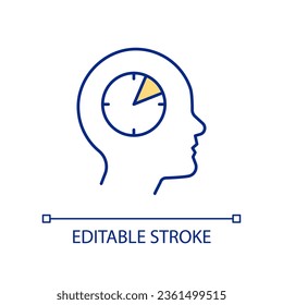 Short-term memory RGB color icon. Short-lived storage of information in brain. Capacity limitation. Isolated vector illustration. Simple filled line drawing. Editable stroke. Arial font used