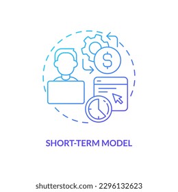 Short-term model blue gradient concept icon. Temporary worker. Search employee. IT staffing model abstract idea thin line illustration. Isolated outline drawing. Myriad Pro-Bold font used