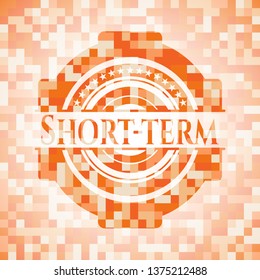 Short-term orange mosaic emblem with background