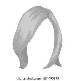 shortWhite .Back hairstyle single icon in monochrome style vector symbol stock illustration web.
