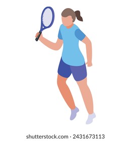 Shot athlete player icon isometric vector. Tennis court. Game art