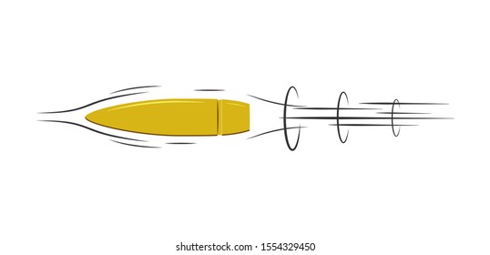 Shot from a firearm. Flying bullets at high speed.