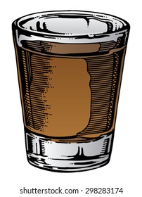 Shot Glass Hand Drawn Is An Illustration Of A Shot Glass With Whiskey Or Other Alcohol. Hand Drawn Art Gives This Illustration A Unique Look And The Color Can Be Easily Changed For Different Alcohol.