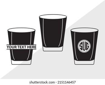 Shot Glass Monogram Printable Vector Illustration