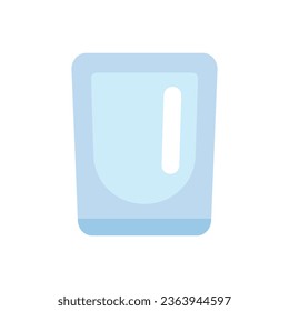 A shot glass. Small transparent blue shot glass. Icon, clipart for website, apps about products, alcohol. Vector flat illustration, cartoon style.