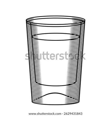 Shot glass with strong drink vector illustration in sketch style. Hand drawn illustration of tequila or vodka serving on isolated background. Liqueur and aperitif line art.