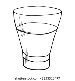 Shot glass. Vector illustration. Monochrome, black and white. Alcoholic beverage. Vodka. Liquor. Isolated on a white background.