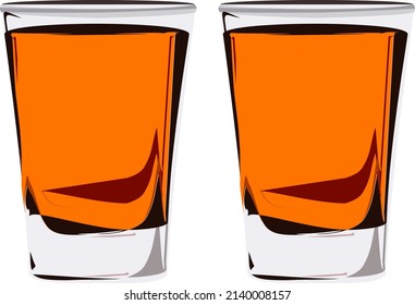 Shot glasses, illustration, vector on a white background.