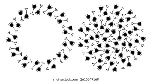 Shot glasses Silhouettes Circle Frame border Background Bartender Day Minimalist Copy space Template