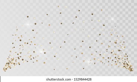 Shot of golden confetti crackers on a transparent background, celebration and celebration, gold decoration, rain of coins