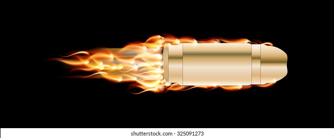 Shot from a Gun. Flying Bullet. Vector Illustration. EPS10