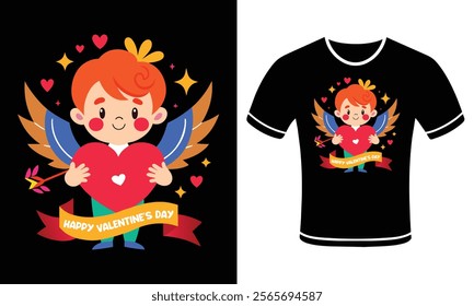 Shot  the Heart Cute Cupid Valentine's Day T-Shirt for Lovers