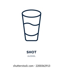 Shot Icon From Alcohol Collection. Thin Linear Shot, Glass, Game Outline Icon Isolated On White Background. Line Vector Shot Sign, Symbol For Web And Mobile