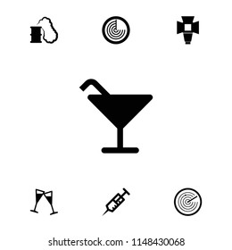 Shot Icon. Collection Of 7 Shot Filled Icons Such As Radar, Cocktail, Syringe, Wine Glass, Soft Box. Editable Shot Icons For Web And Mobile.