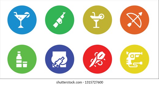 shot icon set. 8 filled shot icons.  Simple modern icons about  - Cocktail, Vodka, Rifle, Injection, Needle, Archery, Revolver