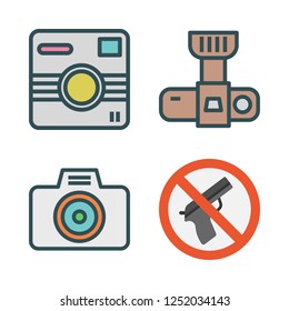 shot icon set. vector set about photo camera and weapons icons set.