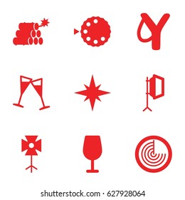 Shot icons set. set of 9 shot filled icons such as radar, Cocktail, wine glass, soft box, camera mode, dynamite, explosion